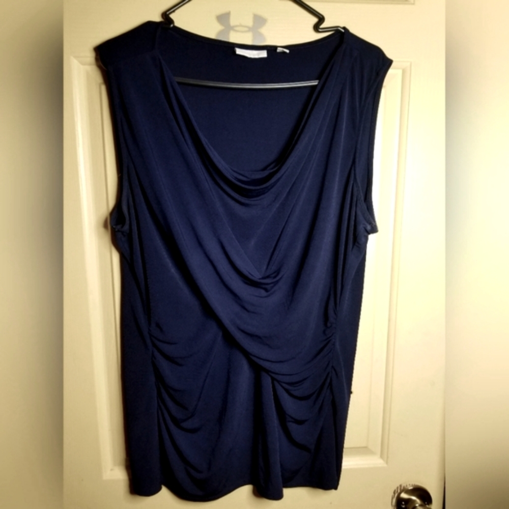 New York  & Co. Sleeveless Navy Blue Blouse